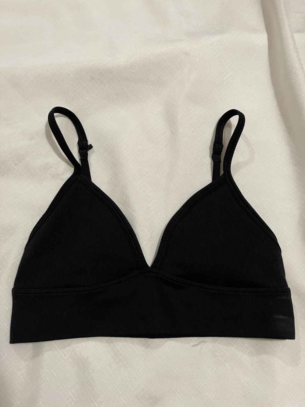 Athleta Black Ribbed Wireless Bralette